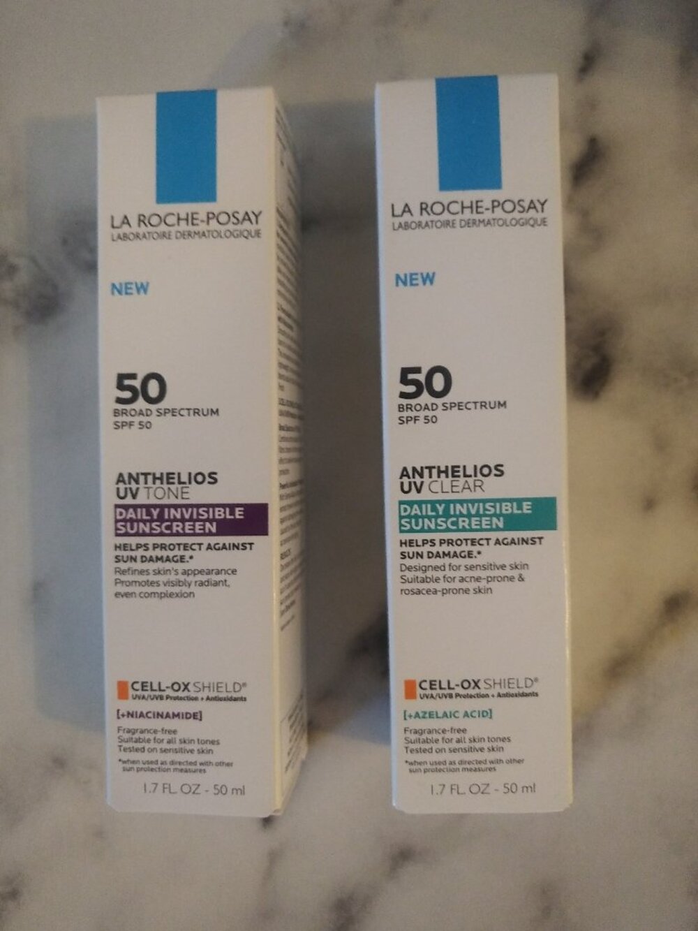 La Roche Posay SPF 50 Sunscreens - UV Clear + UV Tone - Full Size - Brand New